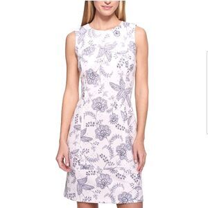 Tommy Hilfiger Baby Pink Floral Scuba Sleeveless Knee Length Dress Size 10